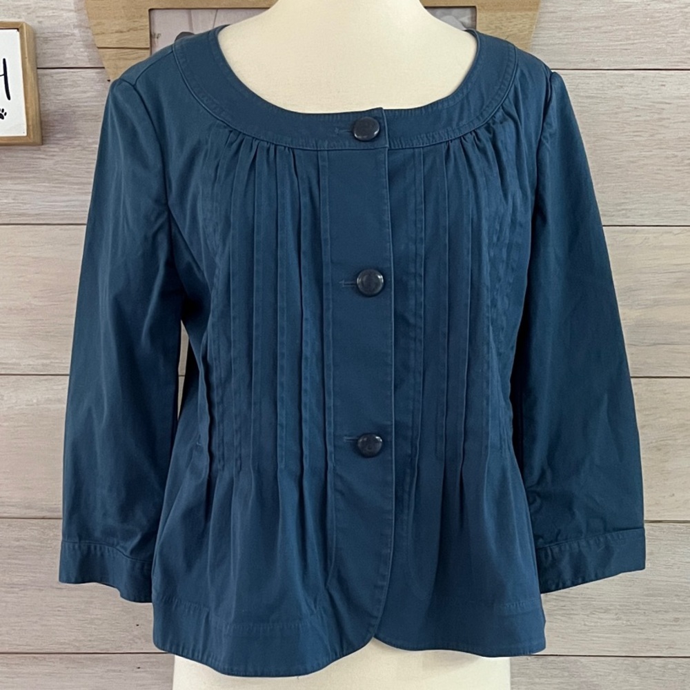 Talbots Blue Pleated Jacket 8